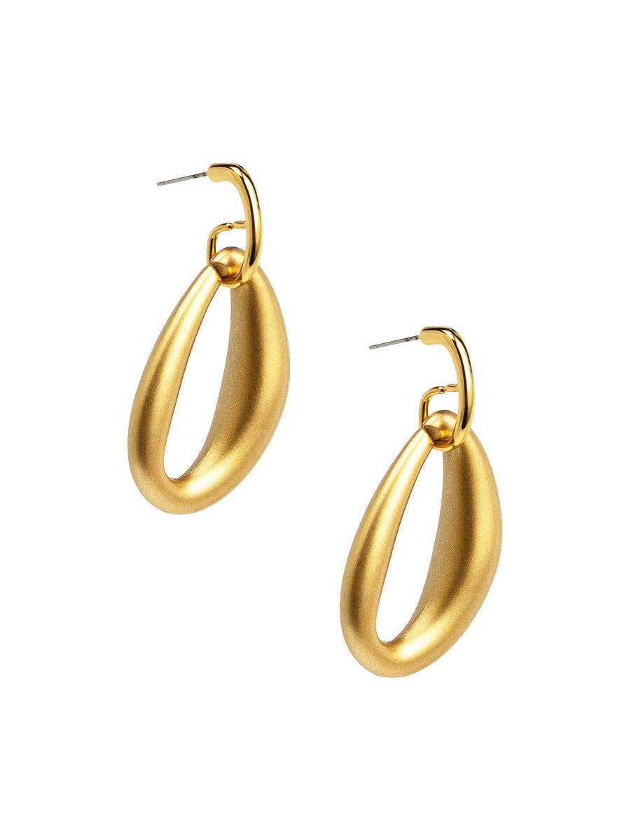 Matte Teardrop Link Drop Earrings