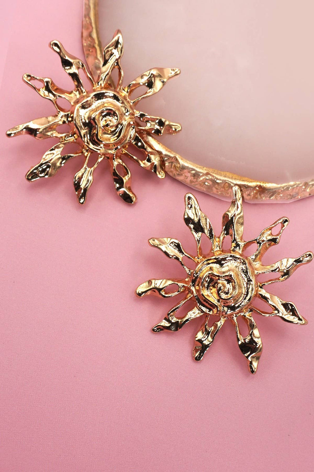 Golden Sunburst Statement Earrings