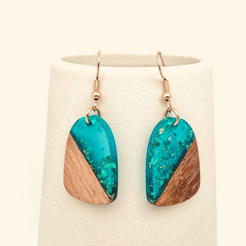 Modern Mosaic Wood & Resin Drop Earrings