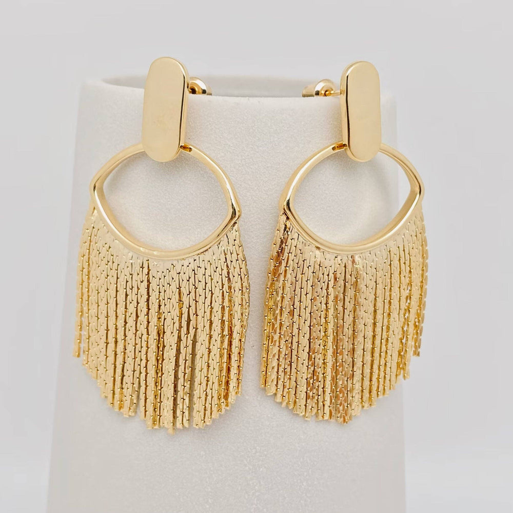 Golden Lash Tassel Statement Earrings