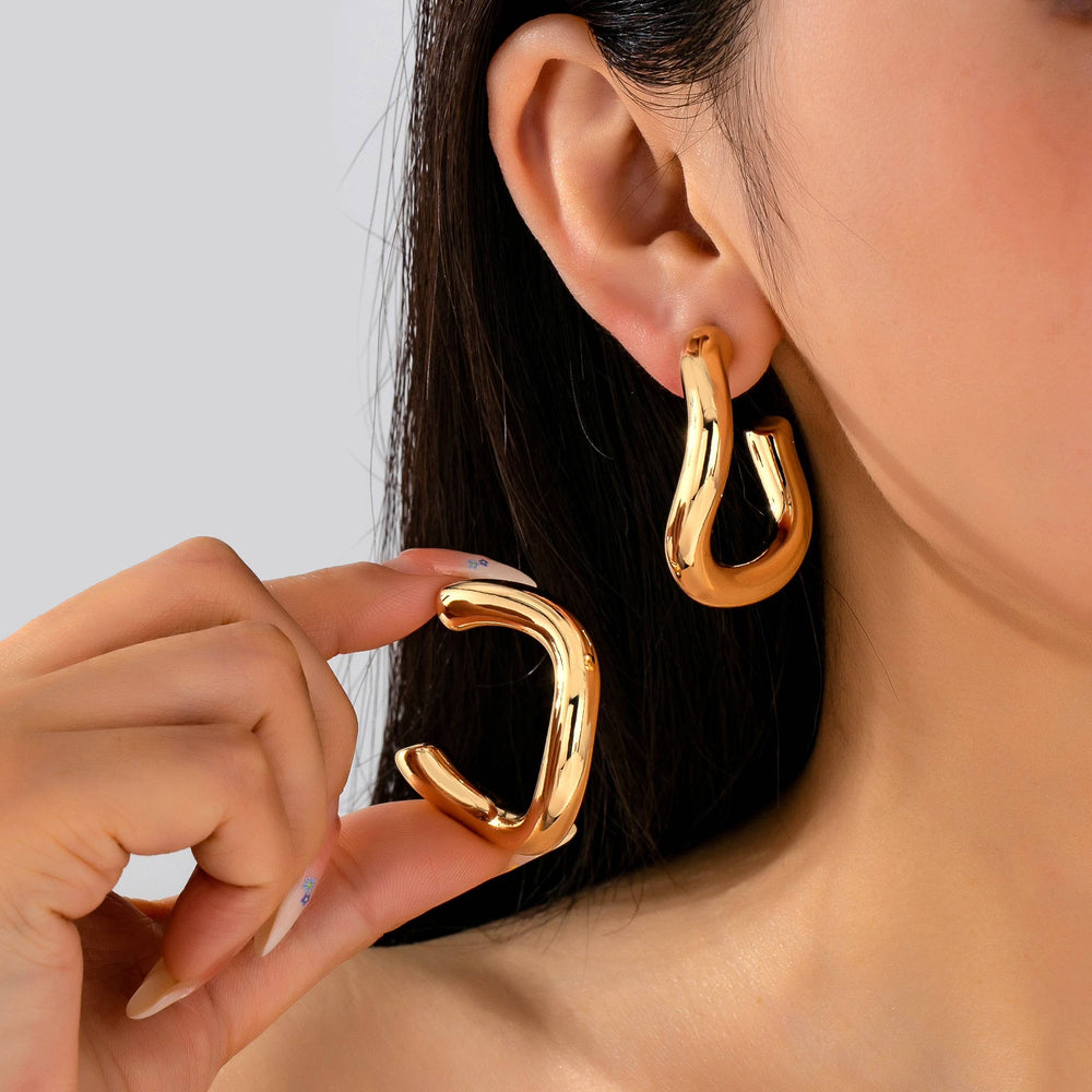 Chunky U-Shape Hoop Earrings