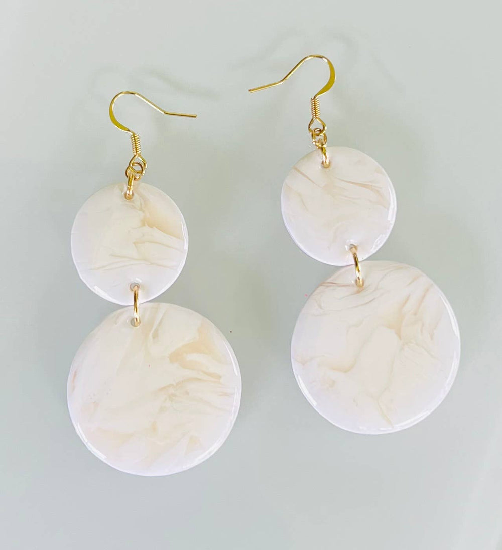 White Marble Dangle Earrings