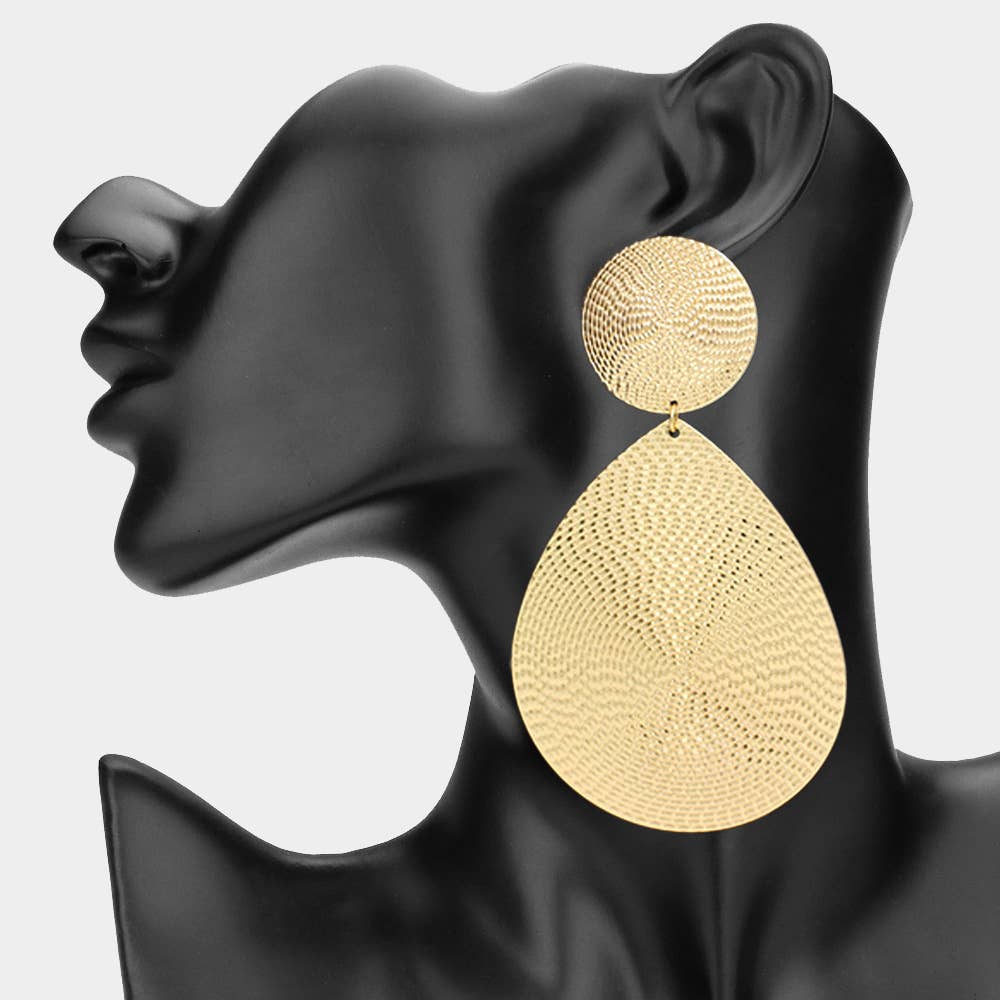 Golden Muse Textured Teardrop Earrings