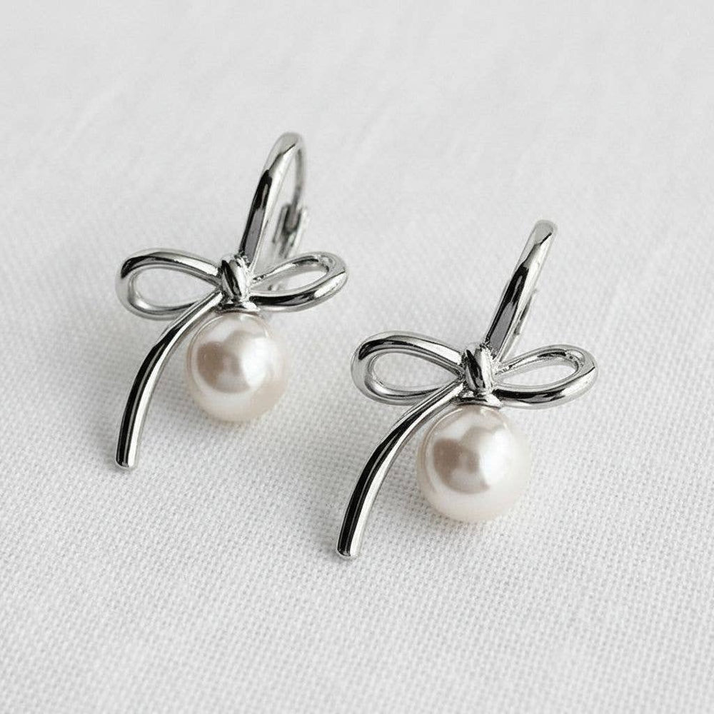 Pearl Ribbon Drop Earrings
