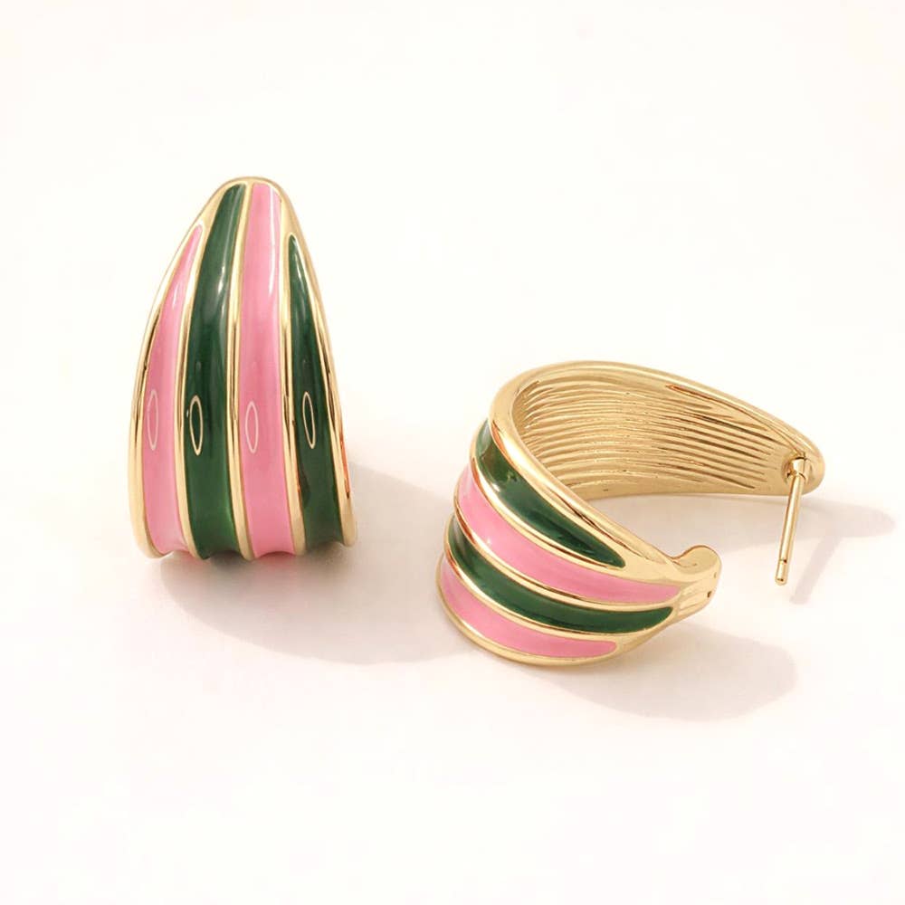 Sorbet Stripe Statement Hoop Earrings