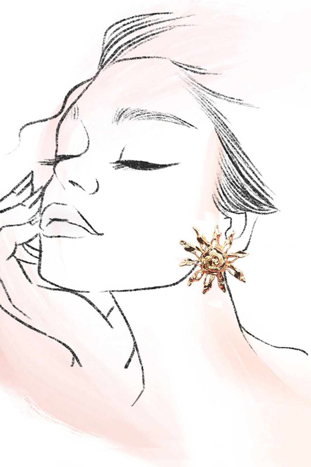 Golden Sunburst Statement Earrings