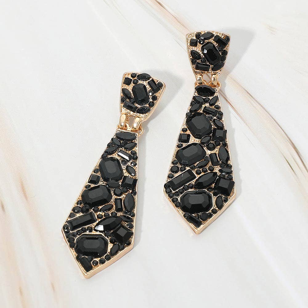 Glam Crystal Tie Earrings