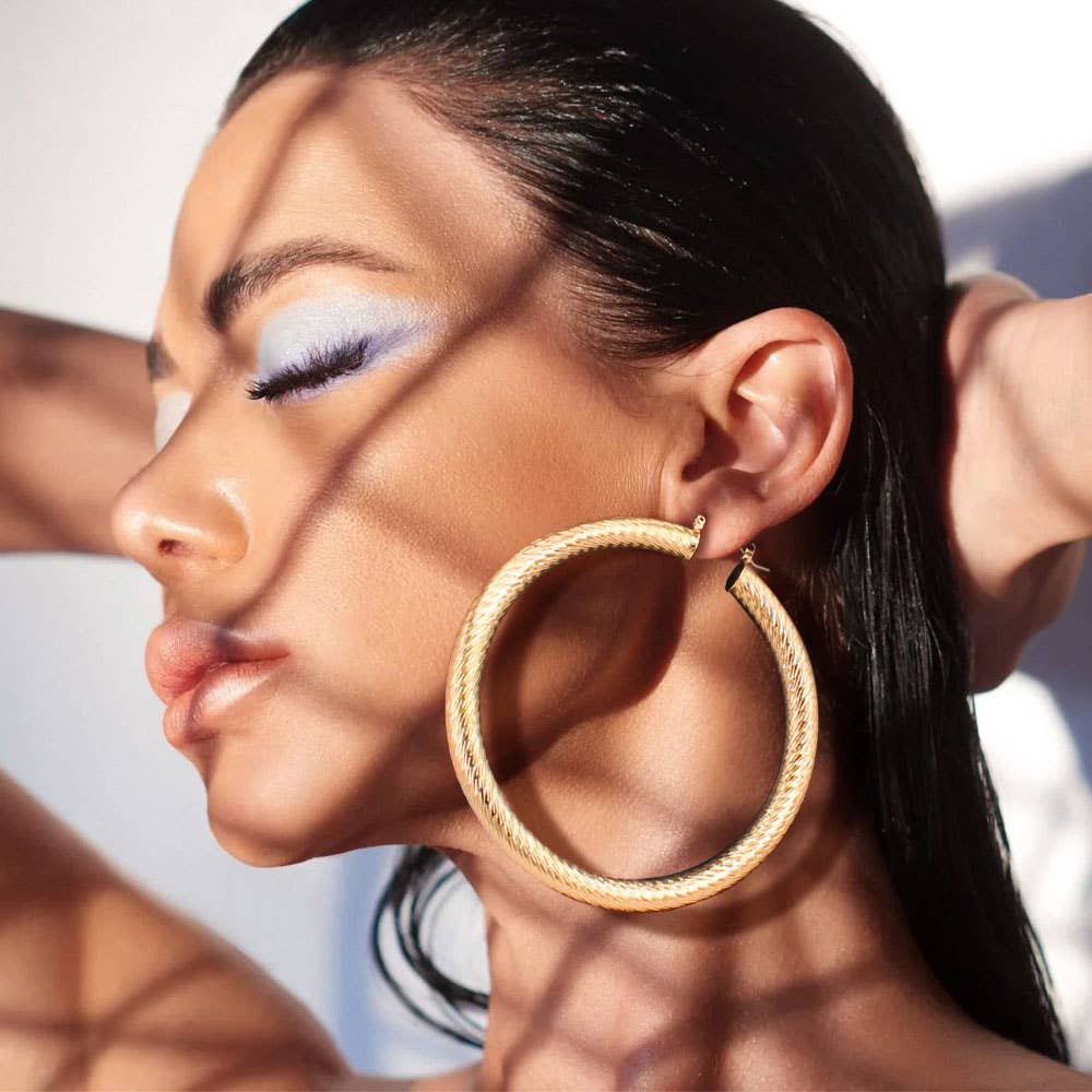Golden Textured Hoop Earrings