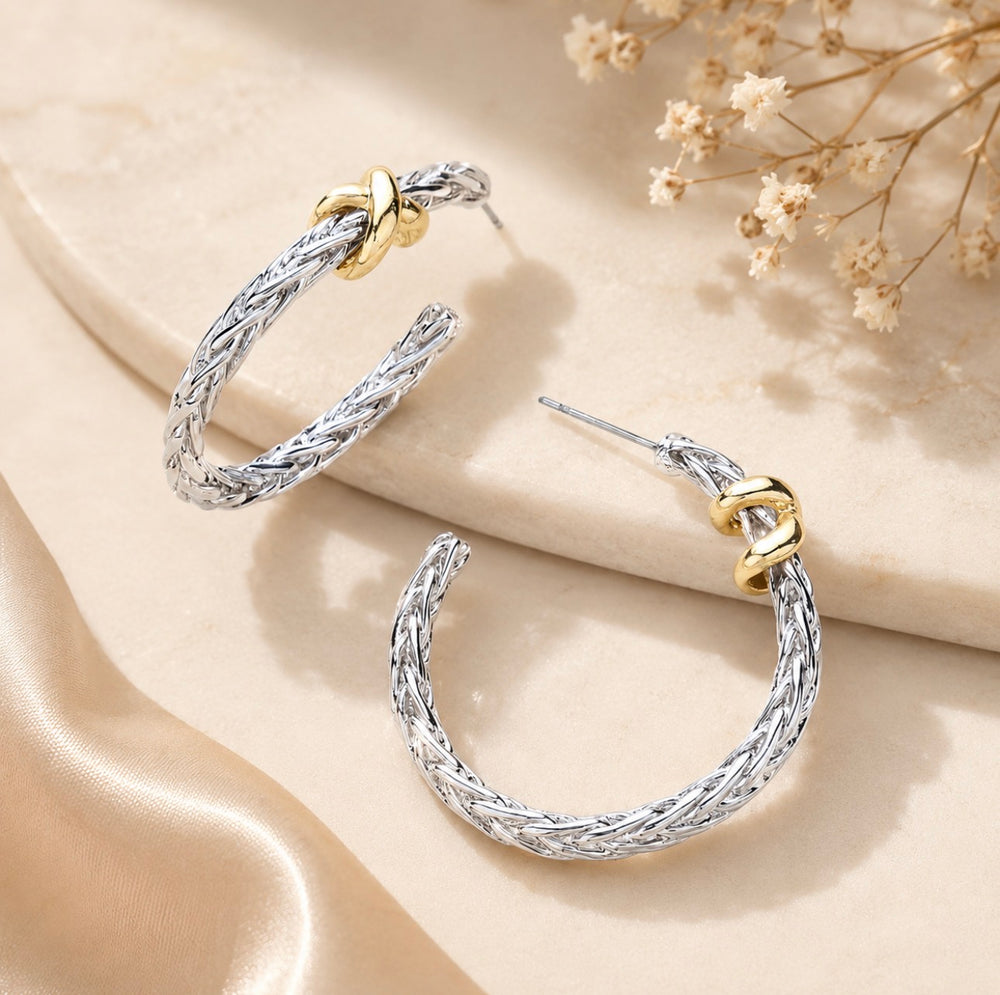 Golden Twist Pointed Hoop Earrings