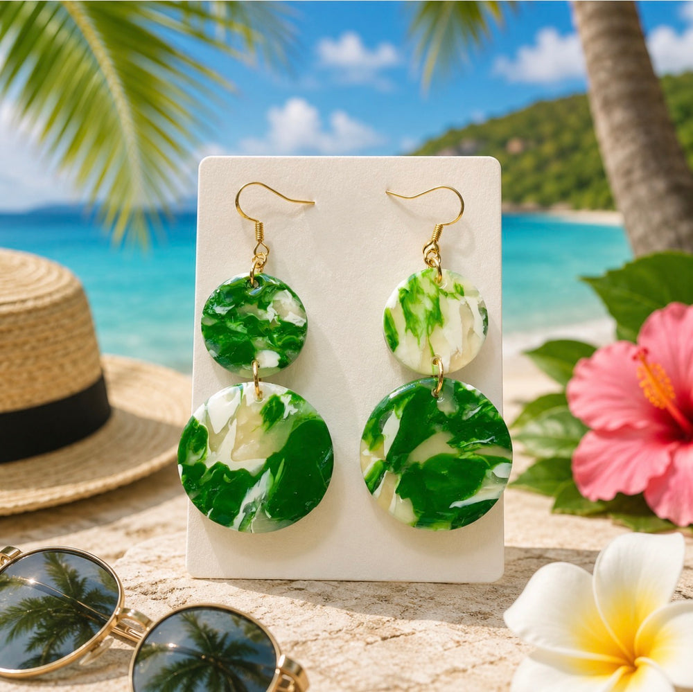 Emerald Marble Earrings