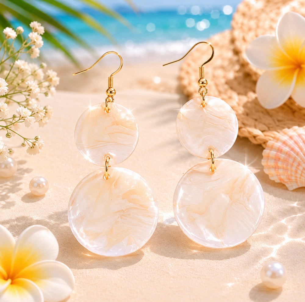 White Marble Dangle Earrings