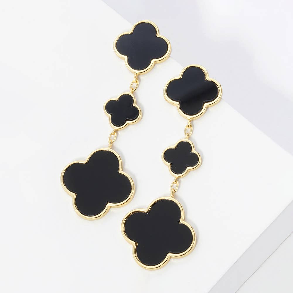 Gold Dipped Triple Quatrefoil Link Drop Earrings