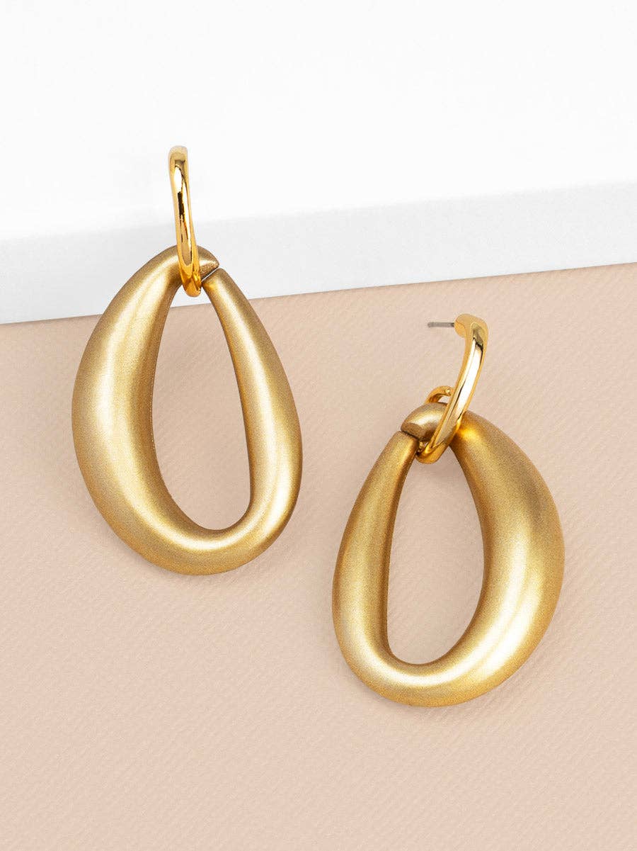 Matte Teardrop Link Drop Earrings