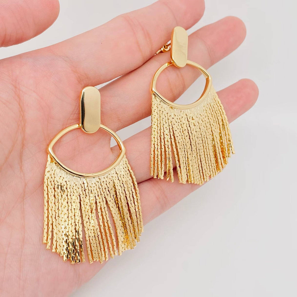 Golden Lash Tassel Statement Earrings