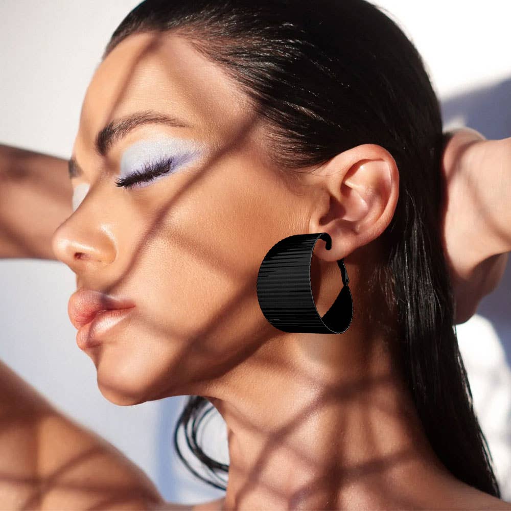 Midnight Edge Textured Hoop Earrings
