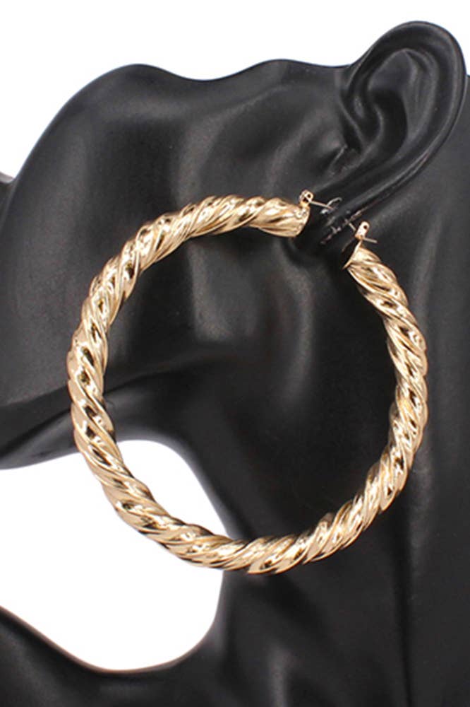 Golden Twist Statement Hoop Earrings