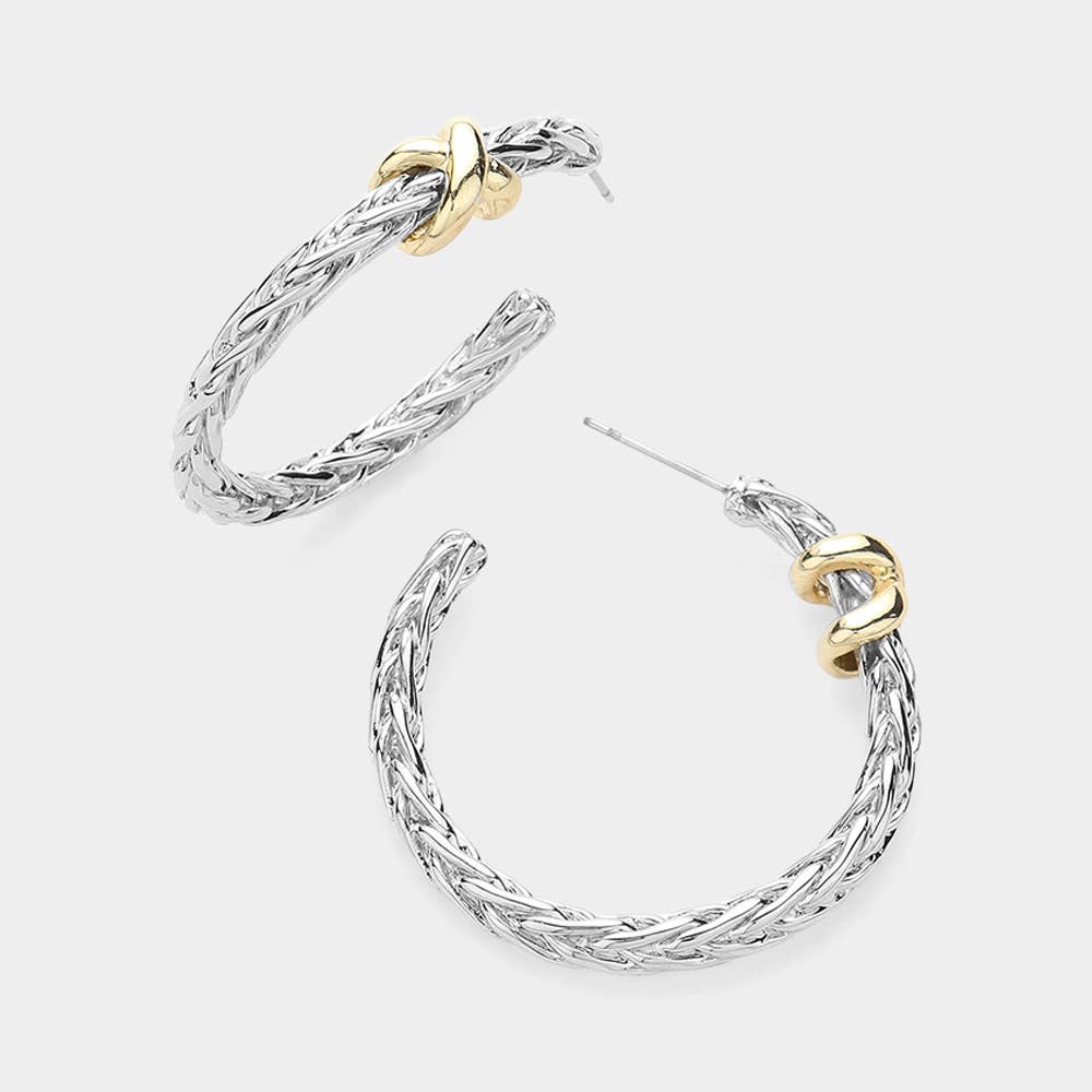 Golden Twist Pointed Hoop Earrings