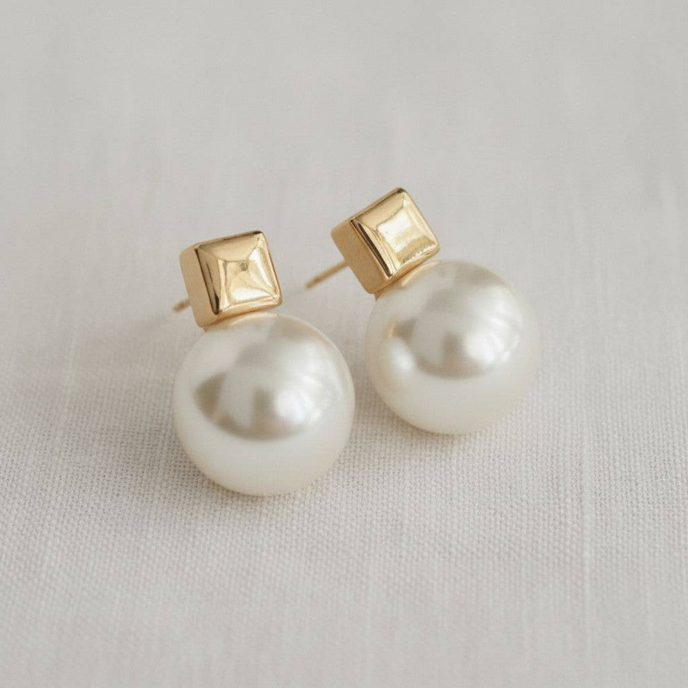 Lustrous Pearl Statement Stud Earrings