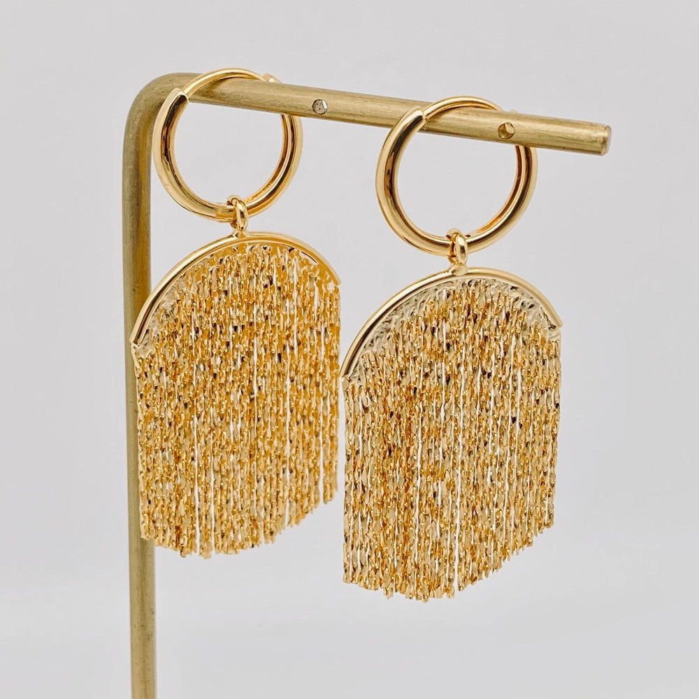 Golden Cascade Tassel Huggie Earrings
