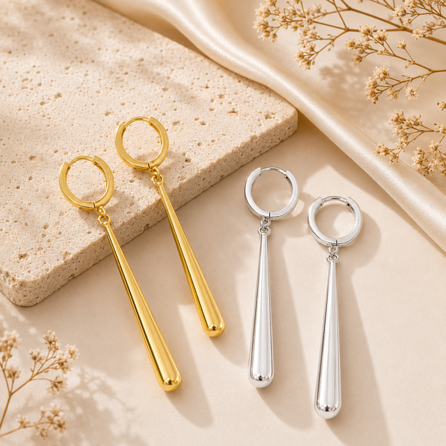 Gold Bar Drop Earrings