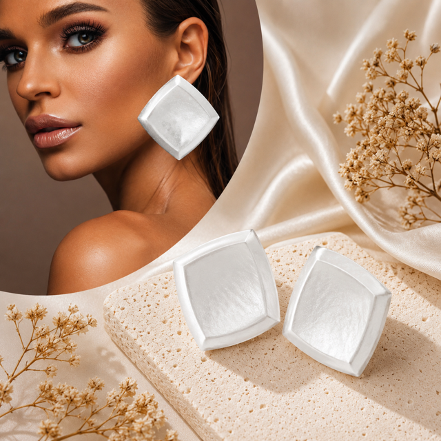 Bold Geometric Metal Statement Earrings